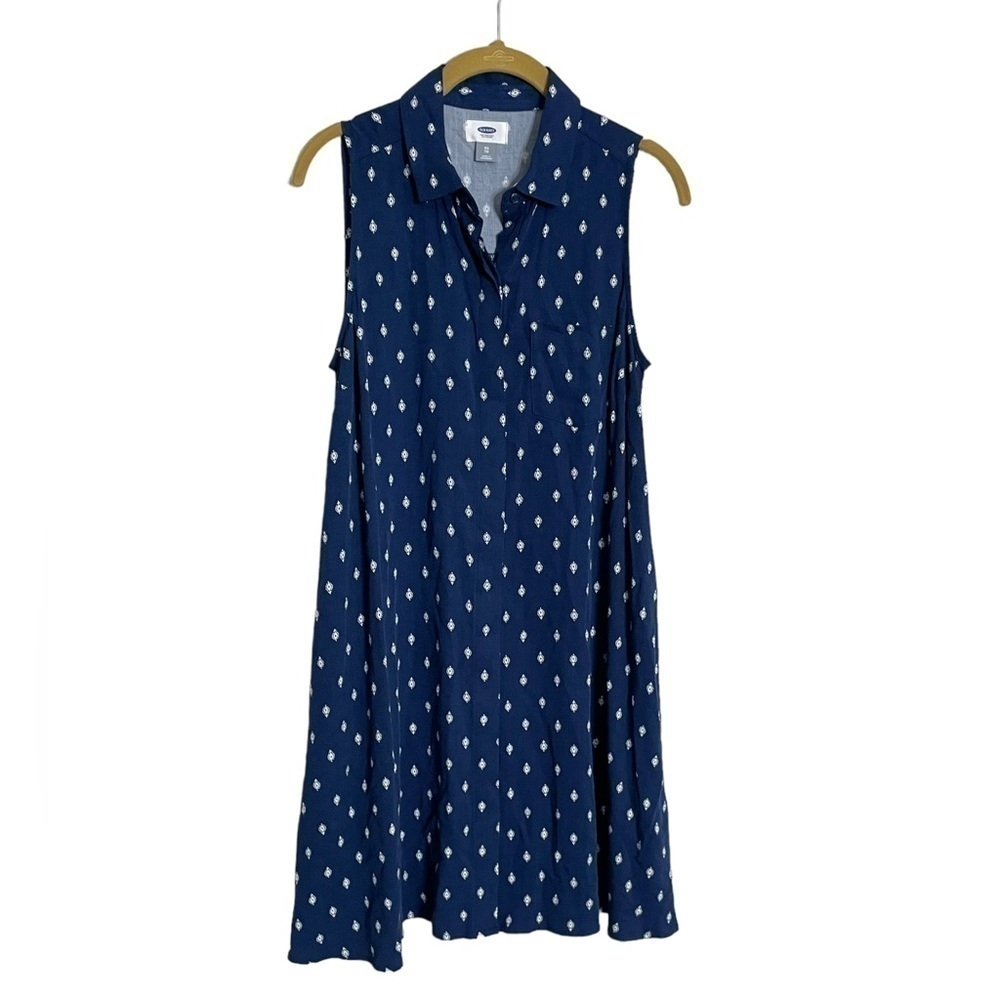 Old Navy Blue Tribal Printed Shirtdress XS